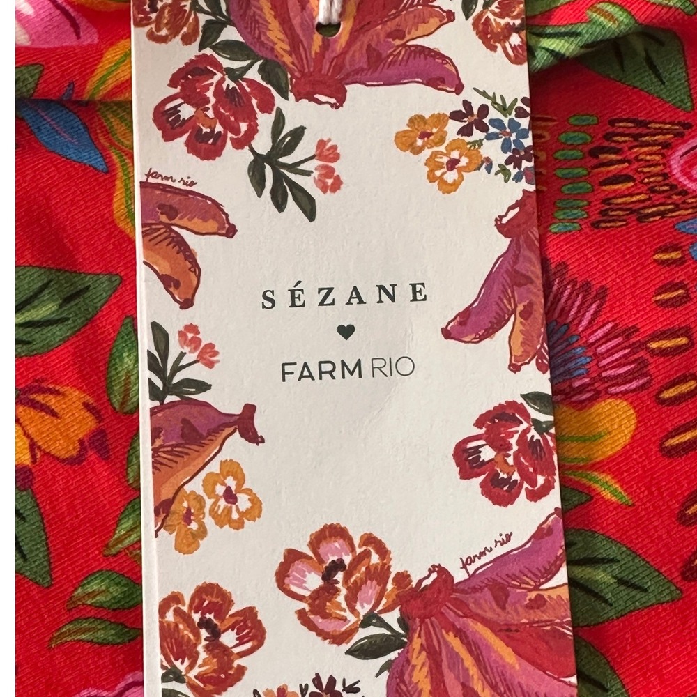 Sezane X Farm Rio SZ XS NWT The PIppa Floral Bela Bird Print Side Tie Midi Dress - Picture 11 of 16